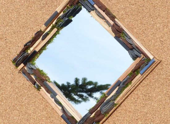 miroir bois ardoises mosaiques